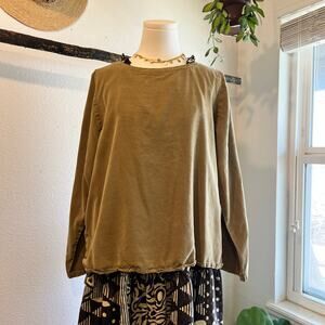 Lisa Bayne Tan Linen Blend Long Sleeve Oversized Shirt Size Small